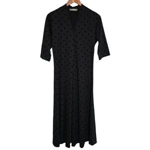 Alembika V-Neck Midi Dress in Black Polka Dot Size 6/8